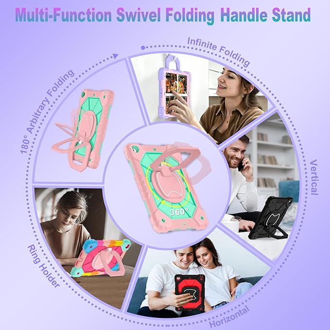 Auizotl Case for iPad 9th/8th/7th Generation 10.2 Inch iPad Case 9th Generation with Screen Protector/Rotate Stand/Pen Holder,Military Grade Shockproof i Pad 9th/8th/7th Gen Cases,Rose Mint