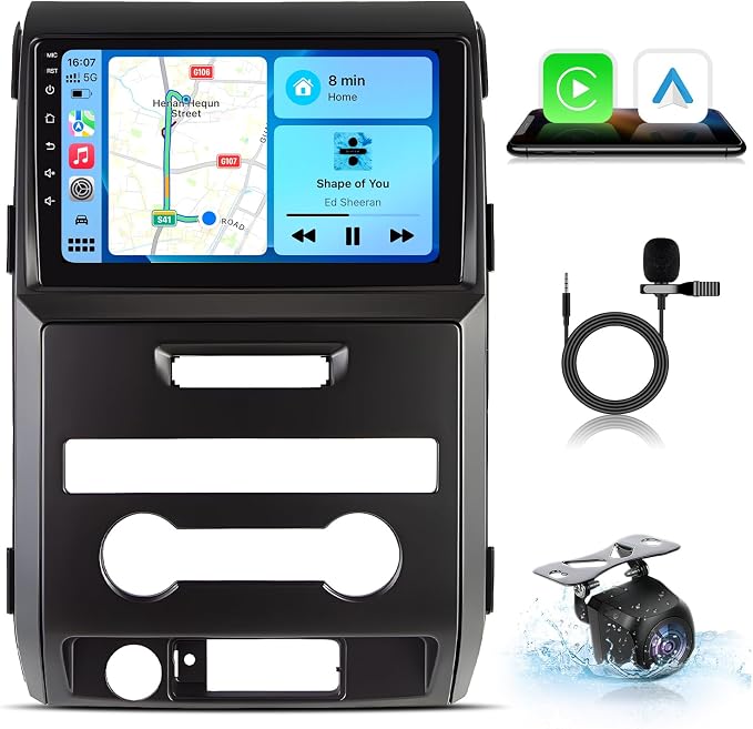 8 Core 4+32G Car Radio for Ford F150 2009-2014: Upgrade 9 Inch Touchscreen Stereo with Wireless CarPlay Android Auto 5GWiFi GPS Bluetooth SWC FM RDS Mirror Link Backup Camera