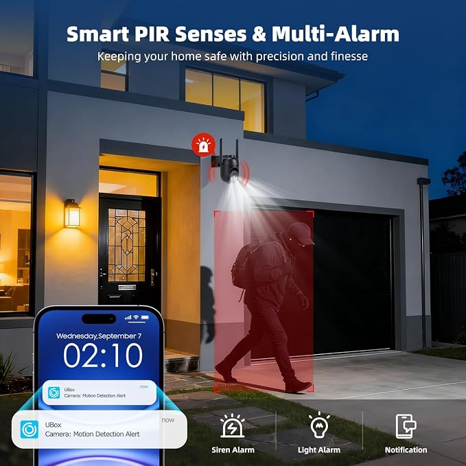 4G LTE Cellular Security Cameras Solar Powered No WiFi Security Camera Outdoor Wireless Built-in SIM Card 2K Color Night Vision 360° View Motion Detection 2-Way Audio 1 Pack