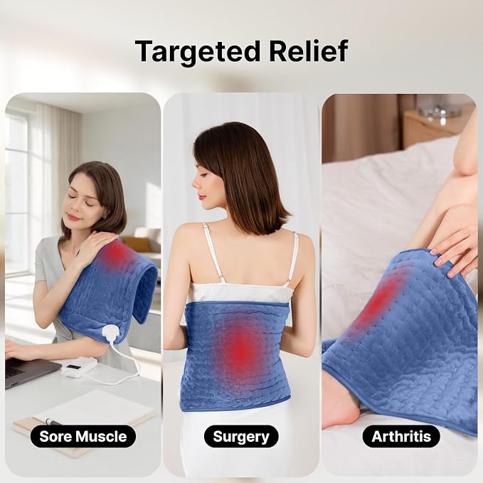 Blue Heating Pad Perfect Christmas, Mothers Day & Birthday Gifts for Women, Mom, Grandma, Soothing Electric Heat Wrap, Cozy Stocking Stuffer & White Elephant Gift