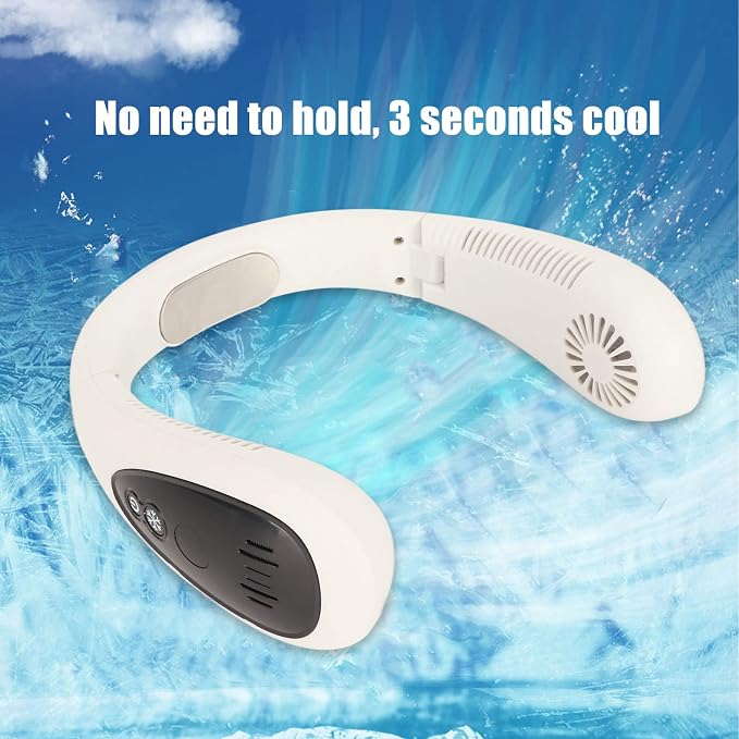 Chrees Bladeless Neck Fan Wearable Personal Fan Portable Neck with 360 Degree Cooling 3 Speeds LED Display USB Rechargeable for Outdoor Sports Travel Home Office