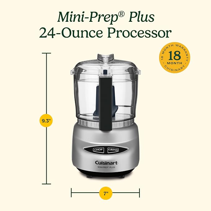 Cuisinart Mini-Prep Plus Food Processor, 3-cup Mini Food Processor to Chop Herbs, Vegetables, and Hard Cheese, 3-cup Work Bowl, Reversible Stainless Steel Blade, DLC-2APK, Pink