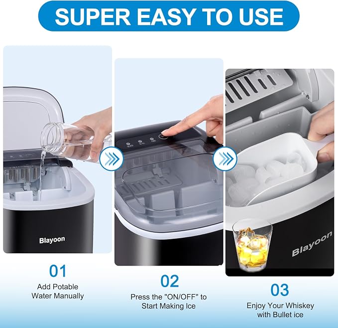 Ice Maker Countertop, Portable Ice Machine Self-Cleaning, Portable Ice Cube Maker with Ice Scoop and Basket, Ice Cube Maker for Home Kitchen Party