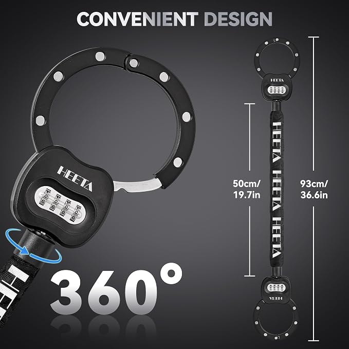 HEETA Electric Scooter Lock Anti Theft, 4 Digit Combination Bike Chain Lock, Heavy Duty Security Bicycle Lock Cable Accessories for E Scooter, E Bike, Motorcycle, Door, Gate & Fence