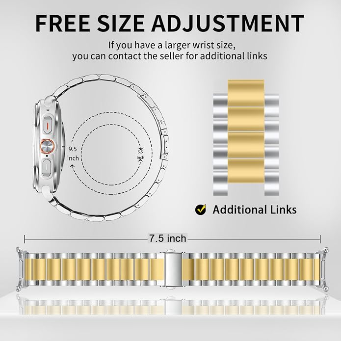 GOLDTOLUCK No Gap Stainless Steel Band Compatible with Samsung Galaxy Watch 8 7 6 5 4 Classic FE Pro Ultra 40mm 44mm 46mm 43mm 47mm 45mm 42mm Replacement Men Women Milanese Metal Elegant Casual