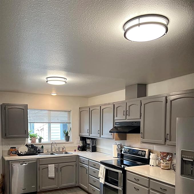 Kalium LED Ceiling Light with Remote 12 Inch Flush Mount Ceiling Light Fixture, 18W 3000K-6000K Adjustable Color Temperature, Dimmable Lighting Fixtures for Kitchen Bedroom Hardwired Installation