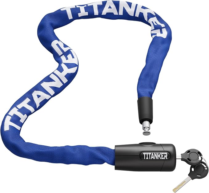Titanker Bike Chain Lock with Keys, 3.3 Feet Security Heavy Duty Anti-Theft Bicycle Chain Locks for Bike, Motorcycle, Bicycle, Door, Gate, Fence, Grill (6mm, 8mm, 10mm Thick Chain)