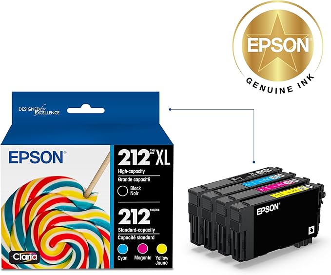 Epson 212 Claria Ink High Capacity Black & Standard Color Cartridge Combo Pack (T212XL-BCS) Works with Workforce WF-2830,2850 and Expression XP-4100,4105,(Pack of 2)