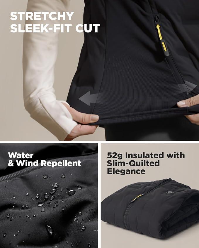InoKraft Heated Vest Women, Lightweight Quilted Vest with Rechargable Battery Pack & USB-C Cable, Christmas Gifts for Women