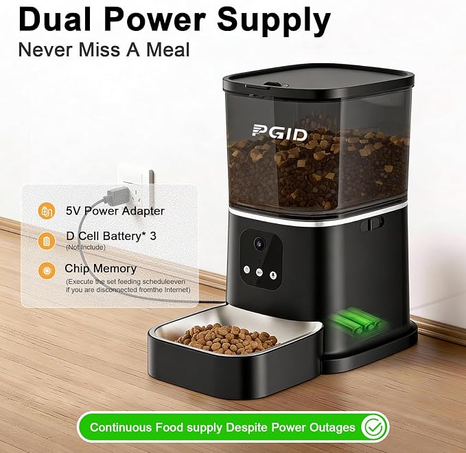 Automatic Cat Feeder with 4K Camera,2.4G Auto Dog Feeder w Night Vision,Pet Feeder w2-Way Audio,Timed Cat Feeders for Dry Food,Dogs Food Dispenser w APP Control 5L