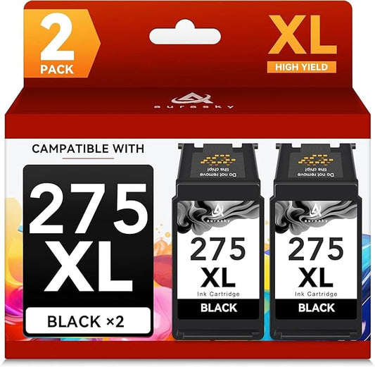PG-275XL 275XL Ink Cartridges Compatible for Canon 275 Black Ink 275XL PG-275 PG275 XL Ink Cartridges for PIXMA TS3522 TR4720 TR4722 TS3500 TS3520 TR4700 TS3700 Printer (2 Black)