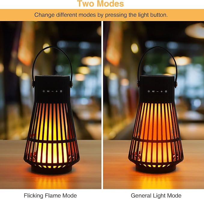 Outdoor Bluetooth Speaker with Flame Atmosphere, Led Waterproof Wireless Torch Speaker, Stereo Sound, Cool Gadgets for Camping, Yard, Party, Home, Decorations, Electronics Gifts for Men, Women, Dad