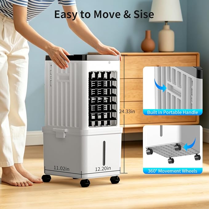 Portable Air Conditioners,Evaporative Swamp Air Cooler 3-in-1 Free Standing Cooling AC Unit with Fan & Humidifier,Windowless Portable AC Unit with Remote, Fast Cooling, 7H Timer for Bedroom,Office