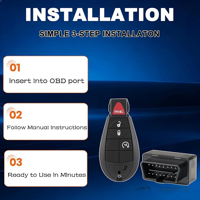 DIY Key Fob Replacement for Dodge Ram 1500 2500 3500 2013 2014 2015 2016 2017, Keyless Entry Remote GQ4-53T