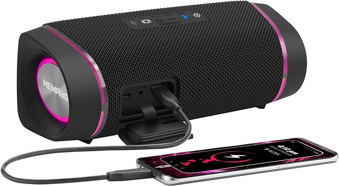 Memphis MFLOWBTK Flow - Wireless Bluetooth & Aux Speaker, IPX7 Water Resistance, Black