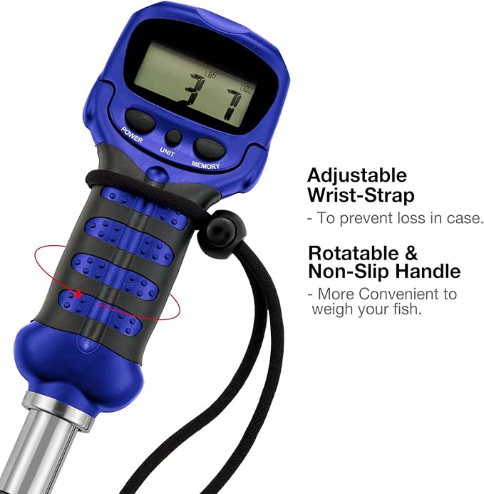 Piscifun Fish Gripper with Digital Fish Scale, Memory Function Fishing Scale, Save Up to Most 10 Set of Weight, Saltwater-Resistant, Portable Stainless Steel Fish Lip Gripper, Fishing Gear Gift