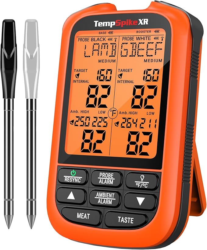 TempPro TempSpike 1000FT Wireless Meat Thermometer Digital with 2 Upgraded Ultra-Thin Probes, Kitchen Food Thermometer Cooking, Turkey, Smoker, BBQ, Grill Gift for Dad Husband (Previously ThermoPro)