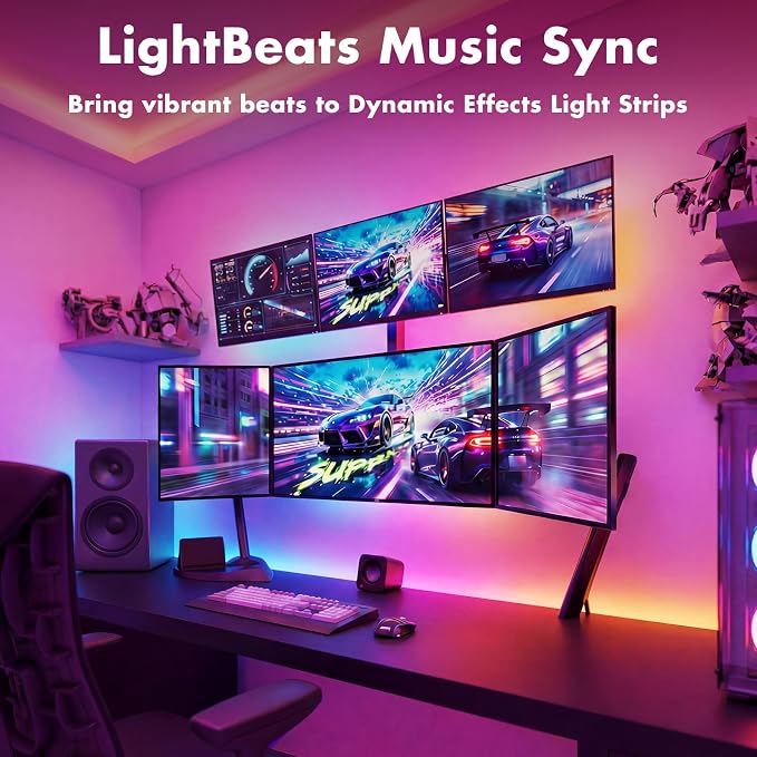 LED Lights for Bedroom, 50FT IC RGB LED Strip Lights, Color Changing, Multiple Colors Chasing Effects, APP & Remote Control, Timer Function, Music Sync Lights for Party, Home Decor