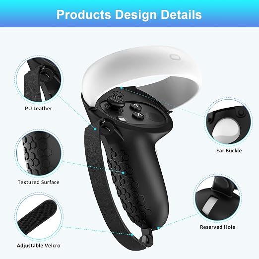 Quest 2 Accessories - Head Strap, Case, Face Cover, Controller Grips, Joystick Cover, Lens Protector