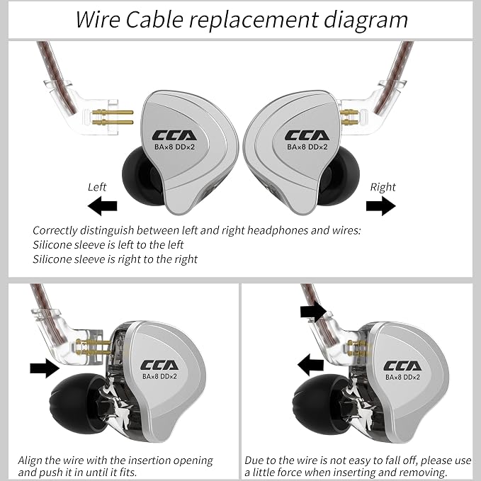 CCA C10 in Ear Monitor Headphone 10 Hybrid Drivers Wired Earbud 4BA 1DD HiFi IEM Earphones Stereo Noise Isolating Earphone with Detachable Cable for Musicians Singers Studio Audiophiles Dj PC