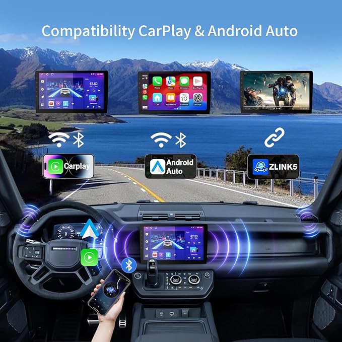 Haudio Double Din Android 13 Car Stereo Receiver - 10.1" Universal HD Touchscreen w/64GB, Built-in GPS & Backup Camera, Bluetooth 4.1, Supports CarPlay/MirrorLink (1990-2023 Vehicles)