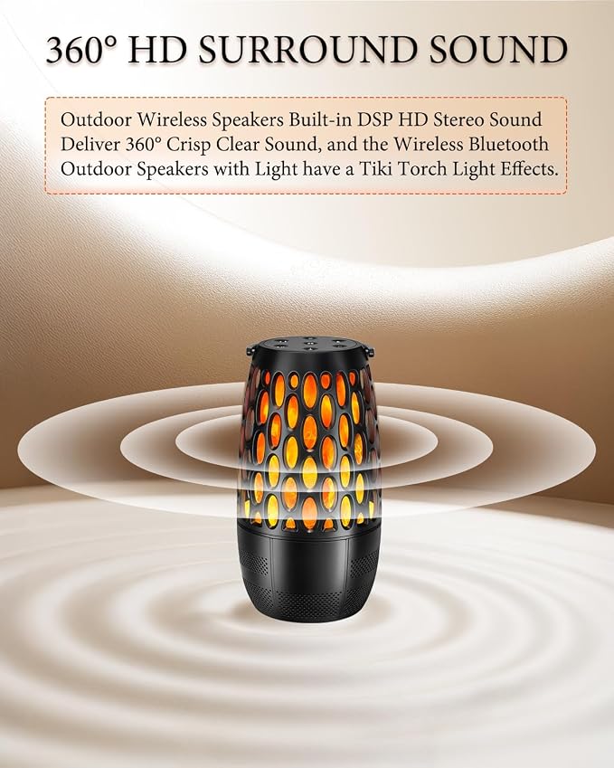 Upgraded Outdoor Bluetooth Speakers Waterproof Patio, Outdoor Speakers with Light, Multi-Speaker Auto-Sync Up to 100 Speaker, BT 5.3 HD Surround Sound, Cool Tech Gadget Gifts for Men (2 Pack)