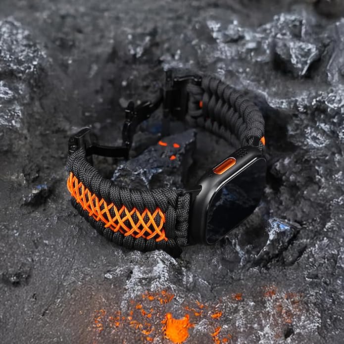 Tefeca Titan Series Paracord Band Compatible with Apple Watch Ultra 2/49mm, Series 10/46mm, 9/8/7/45mm, SE2/SE/6/5/4/44mm, and 3/2/1/42mm