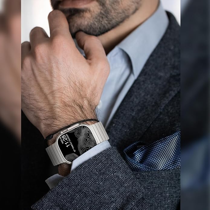 NewWays Titanium & Stainless Steel Link Bracelet for Apple Watch Band Ultra 3 2 1 Band 49mm Series11 10 46mm 42mm 45mm 44mm 41mm 40mm 38mm Series 3-11
