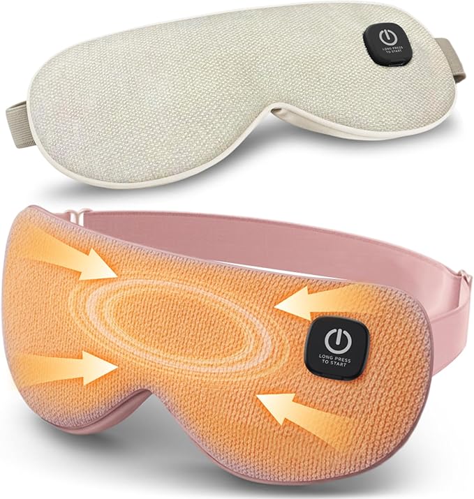 Cordless Heated Eye Mask with 1500mAh Large Battery, 4 Heat Levels & 100% Blackout for Dry Eyes Relief, Fast Heating Eye Heating Pad with 2 Washable Covers for Sleep, Travel, MGD, Blepharitis
