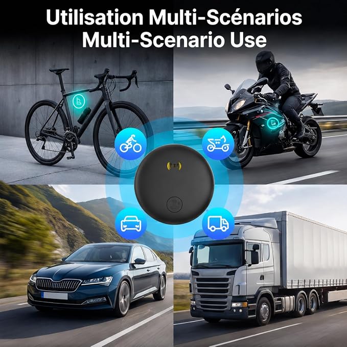 GPS Tracker for Vehicles, 2 Pack Magnetic Hidden GPS Tracker for Vehicles No Subscription Life Car Tracker Device Hidden Magnetic Waterproof for iOS Find My (iOS Only) - Black