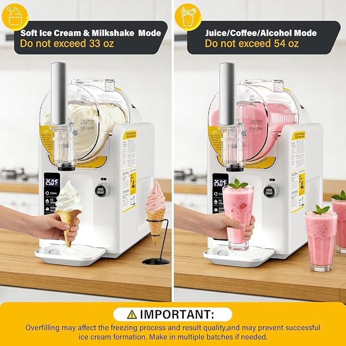 Ice Cream Machine Frozen Drink Maker, Slushie Machine for Home - Slushy Machine Maker No Ice Needed Self Cleaning, 5 Preset for Soft Serve Ice Cream, Slushie, Margarita, Frappés, Milkshake