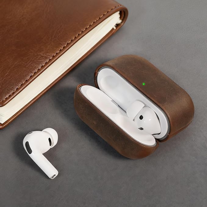 for AirPods Pro 3 Case, Handcrafted Vintage Genuine Leather Shockproof Cover Accessories with Lanyard Compatible with Apple AirPods Pro 3rd Generation 2025