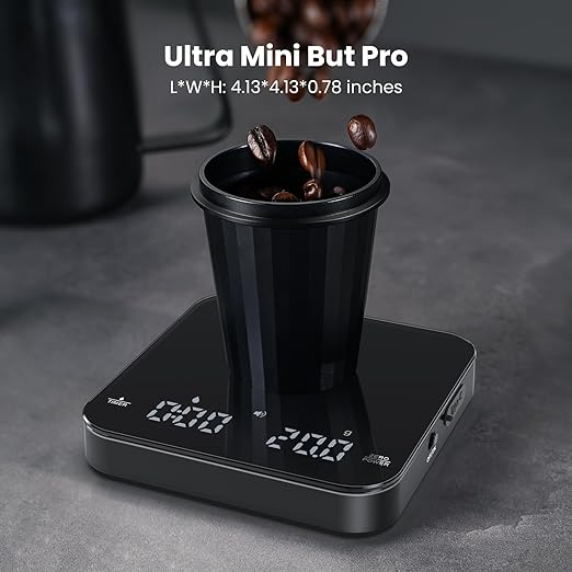 Maestri House Mini Coffee Scale with Timer, USB-C Rechargeable Espresso Scale+ Espresso Measuring Cup