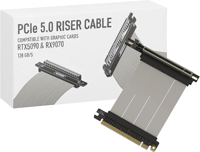 LINKUP PCIE 5.0 Riser Cable | for Vertical GPU Mount | Right Angle | Graphics Card GPU Ready | Usable with PCIe 4.0 & RX9070/ RTX5090 | 10cm (Total Length: 14cm)