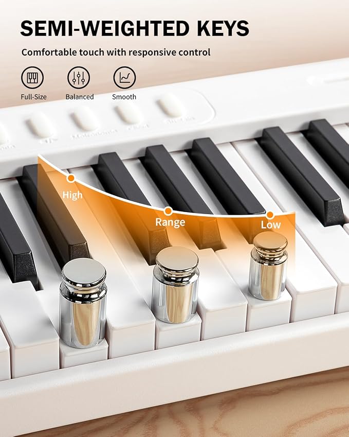 AiJoy 88-Key Portable Piano Keyboard with Semi-Weighted Keys Folding Piano, Built-in Speakers/MIDI, Long Battery Life Electric Keyboard Piano for Beginners