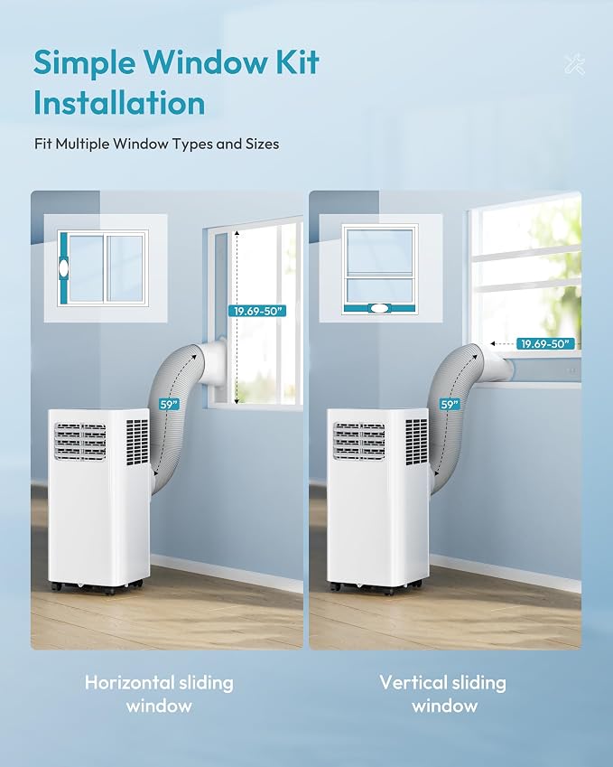 EUHOMY Portable Air Conditioners 10,000 BTU, 4-in-1 Air Conditioner Portable Up to 450 Sq.Ft. with Cool, Fan, Dehumidifier, Sleep, Portable AC Unit with LED Remote & 24H Timer, Installation Kits