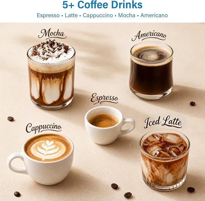 XIXUBX Espresso Machine, 20Bar Compact Espresso Maker with Milk Frother, PID Temperature Control, Low Vibration Coffee Maker for Small Kitchen, Home, Brews Latte, Cappuccino