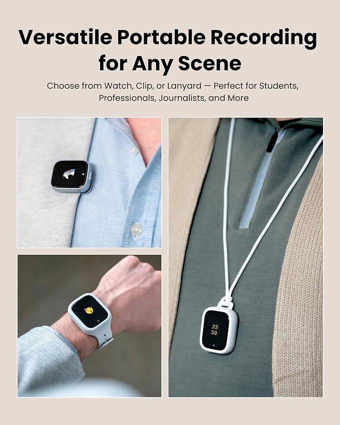 iFLYTEK P1 AI Voice Recorder, Wearable AI Recorder, AI Transcribe & Summarize, Real-Time Translation, Ultra-Light & Portable, Cloud Storage, Privacy, Long Battery, Quick Charge