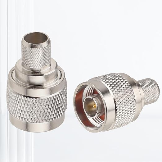 MOOKEERF N Male Crimp Connector 50 ohm N Male Plug Crimp Coax Connector Adapter for LMR400 RG8 RG8U RG213 Cable (Pack of 10)