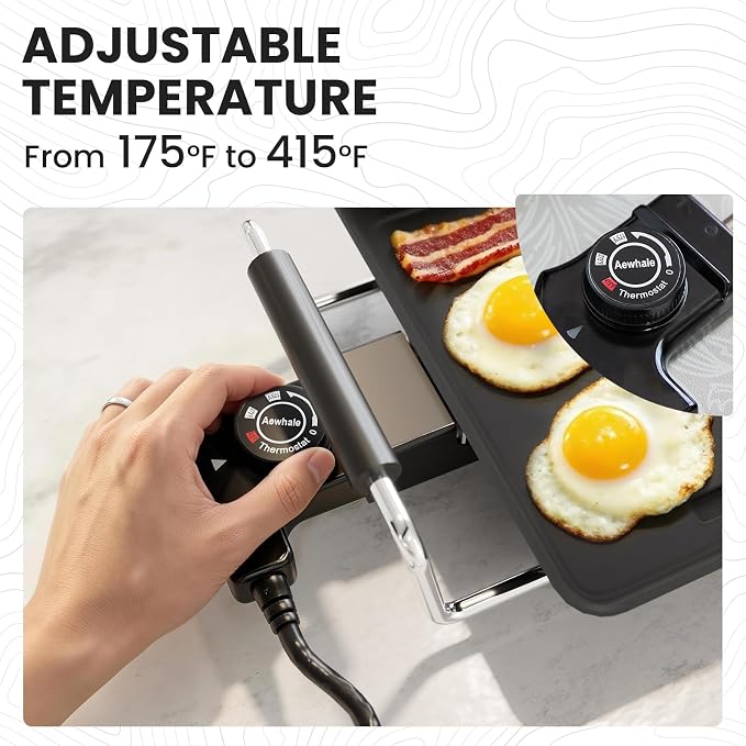AEWHALE Electric Griddle Nonstick Extra Large-35" Teppanyaki Grill BBQ with Adjustable Temperature &Insulated Handles