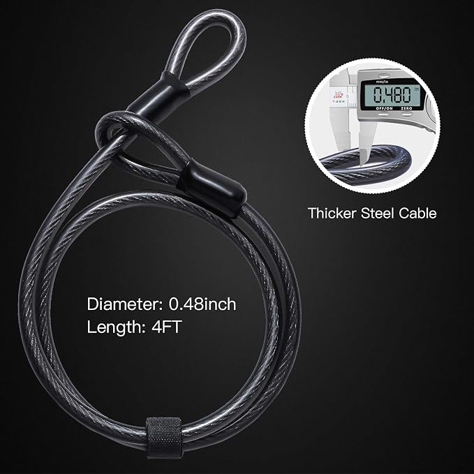 Bike U Lock Heavy Duty Bike Lock Bicycle U Lock, 16mm Shackle and 4ft/6ft Length Security Cable with Sturdy Mounting Bracket for Bicycle, Motorcycle and More