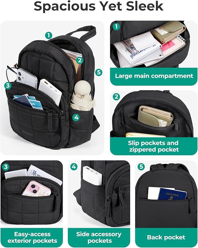 BAGSMART College Laptop Backpack, Mini Backpack for Women, Lightweight Small Backpack Purse, Bookbag for Work College, Water Resistant, Camel