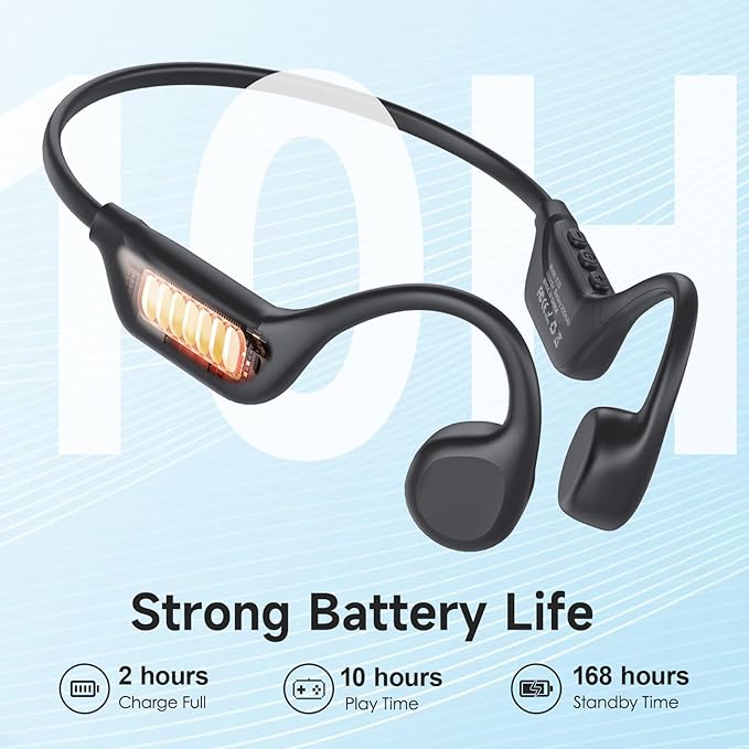 LOBKIN Bone Conduction Headphones Bluetooth 5.4, Open Ear Headphones with Mic, Wireless, 10H Playtime, IPX5 Waterproof Sports Headphones (Black)