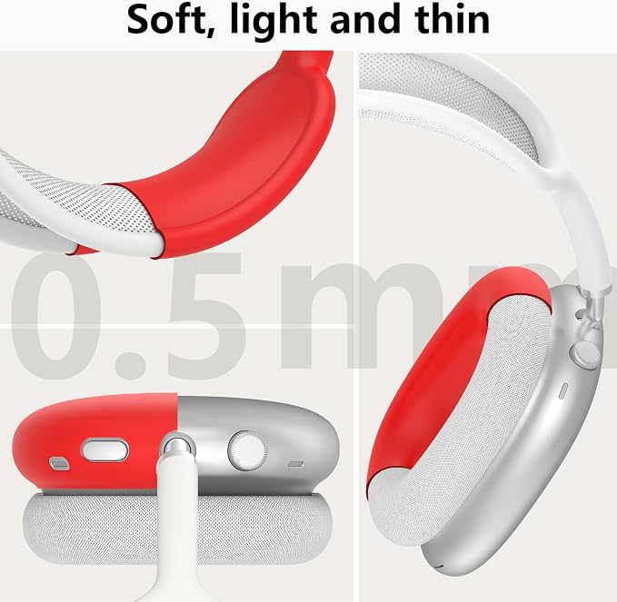 Silicone Case Cover for AirPods Max Headphones, Ear Pad Case Cover/Ear Cups Cover/Headband Cover for AirPods Max 2/1 (2026/2024/2020)(USB-C/Lightning),Silicone Accessories for Apple AirPods Max 2, Red