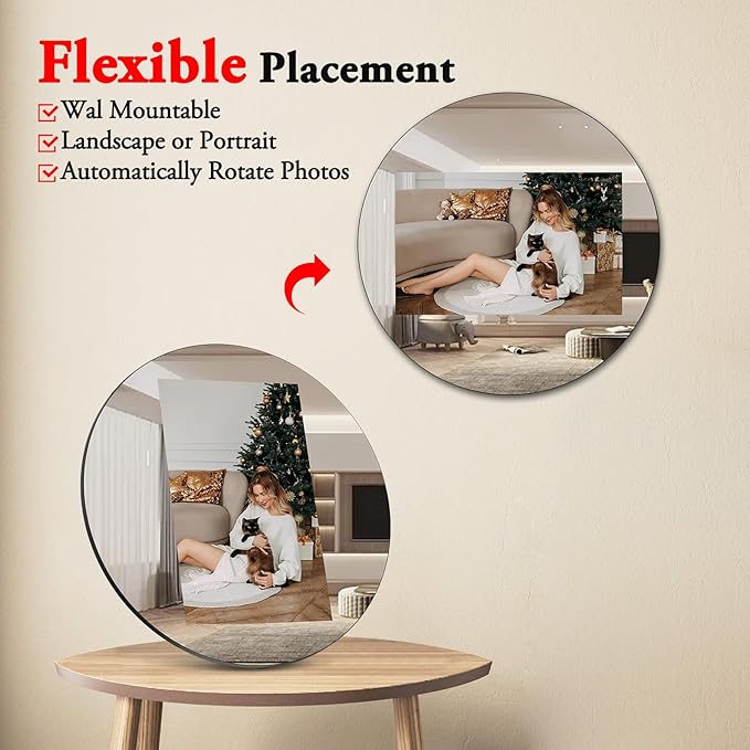Frameo Digital Picture Frames WiFi Digital Photo Frame 10.1 Inch Smart Mirror IPS HD Touch Screen, 32GB, Easily Share Photos/Videos Through The Frameo APP, Decorating a House is Also a Great Gift