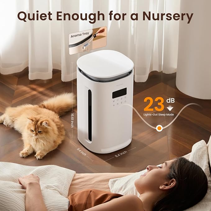 Provirtec Pawtent Pet Air Purifier, 1-Year Filter Life, 99.23% Pet Odor & 99.97% Allergies & 99.70% Pet Hair Reduction, H13 True HEPA, Large Room up to 1800 ft², Auto Mode for Cats Dogs Home