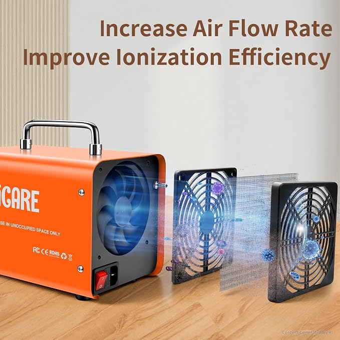 Ozone Generator 60,000mg/h, High Capacity Ozone Machine with 120 Min Timer & Cycle Mode, Ozone Odor Eliminator for Home, Car, Pet, Smoke, Industrial, Air Purifier for Large Spaces (3200 Sq.Ft)