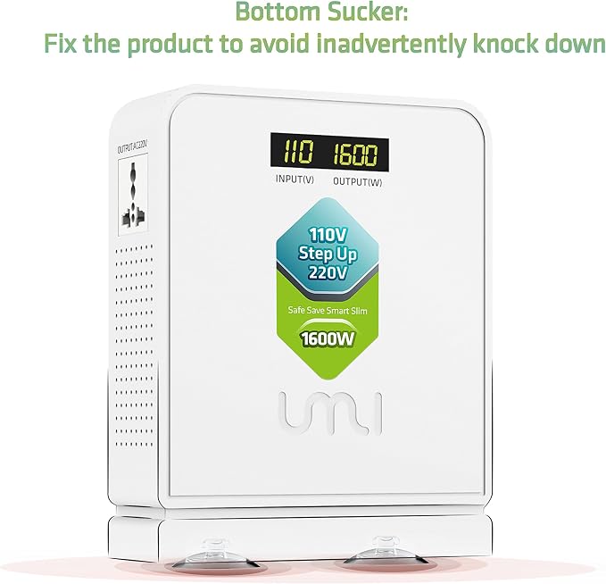 UMI 1600W Step Up Voltage 110v to 220v Converter, Heavy Duty Power Converter 110v to 220v, Power Transformer with Auto Mode, Step Up 110v to 220v - Europe to US Voltage Converter