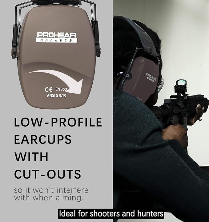 PROHEAR Ear Protection Safety Earmuffs for Shooting Noise Reduction Slim Hearing Protector