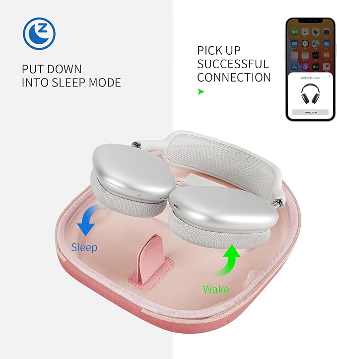 Yinke Smart Case for Apple AirPods Max Supports Sleep Mode, Hard Organizer Portable Carry Travel Cover Storage Bag (Coral red)